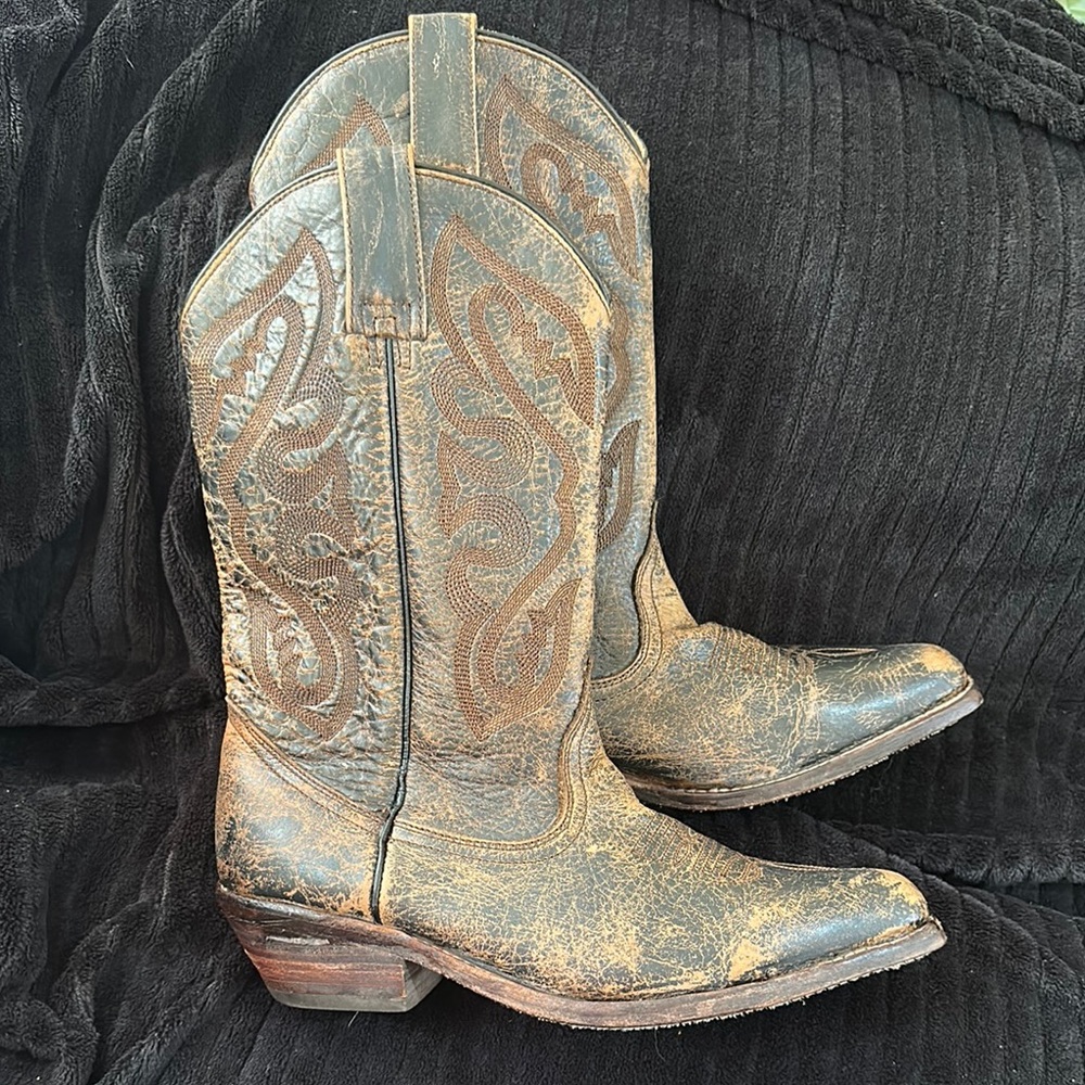 BED STU Distressed Leather Western Boots Cobbler Series Goodyear Benchmade 7.5